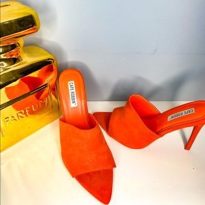 Orange slip on heels
